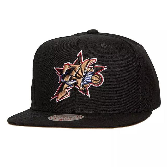 Mens Mitchell & Ness Black Philadelphia 76ers Shattered Snapback Hat Product Image