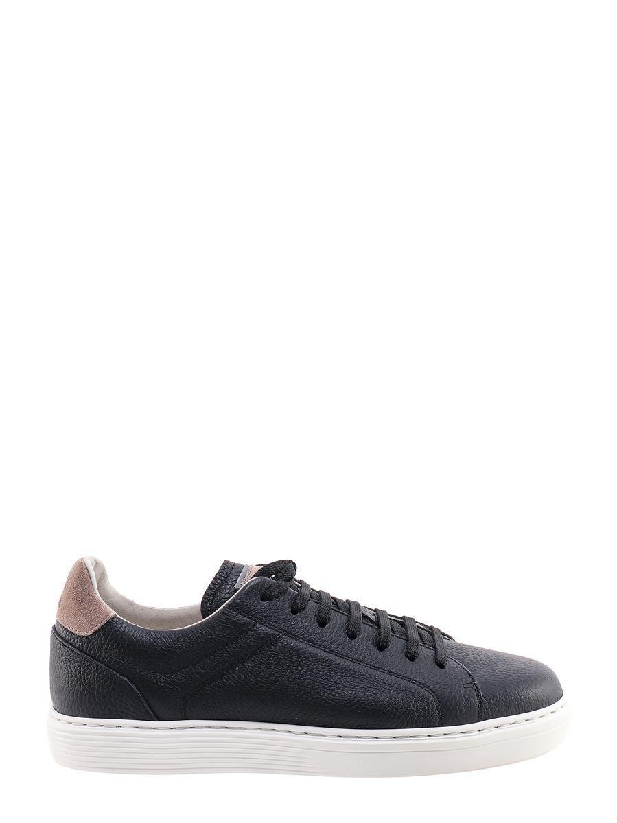 Navy Leather Sneakers In Black Product Image