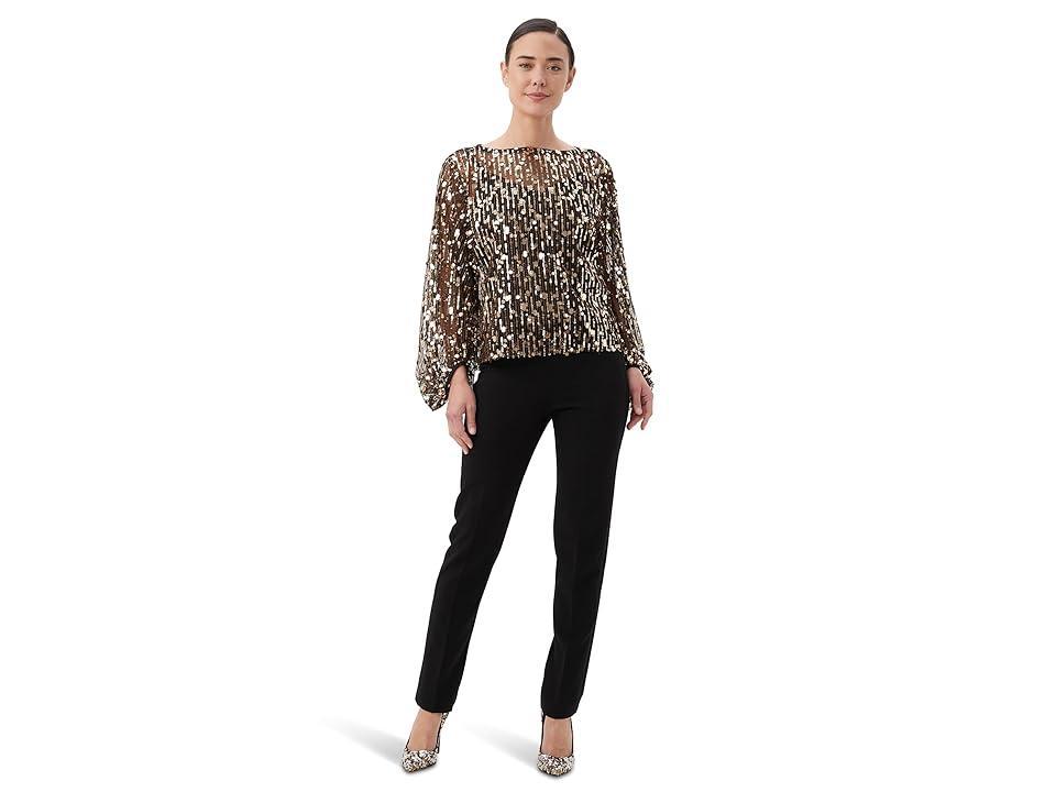 Trina Turk Ursa Sequin Boat Neck Long Bishop Sleeve Top Product Image