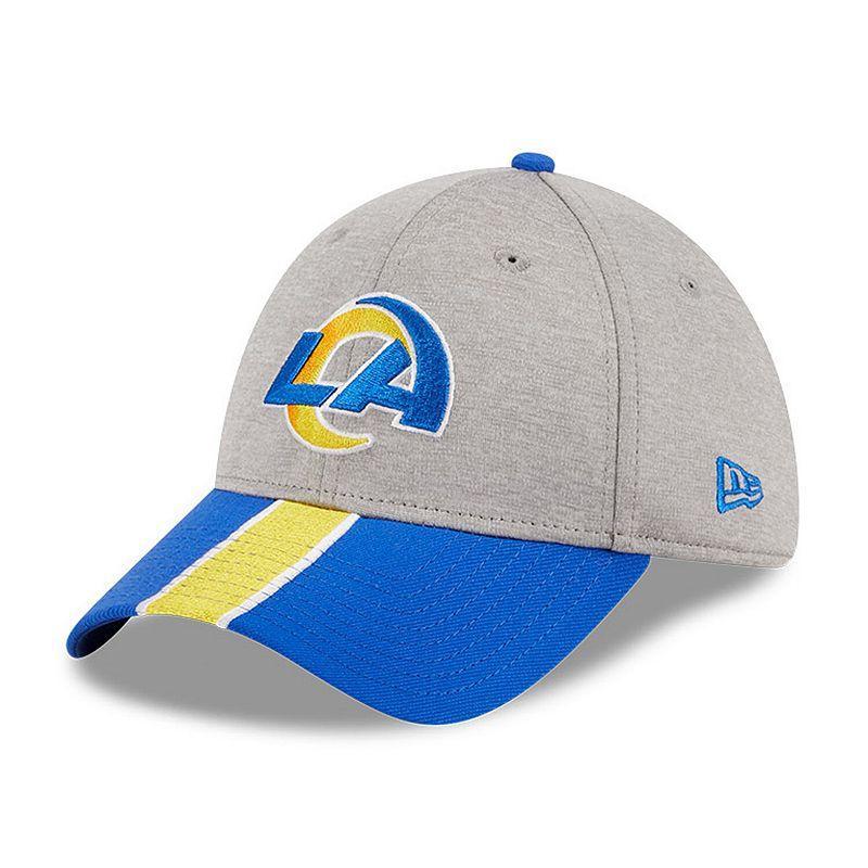 Mens New Era Heather Gray/Royal Los Angeles Rams Striped 39THIRTY Flex Hat Product Image