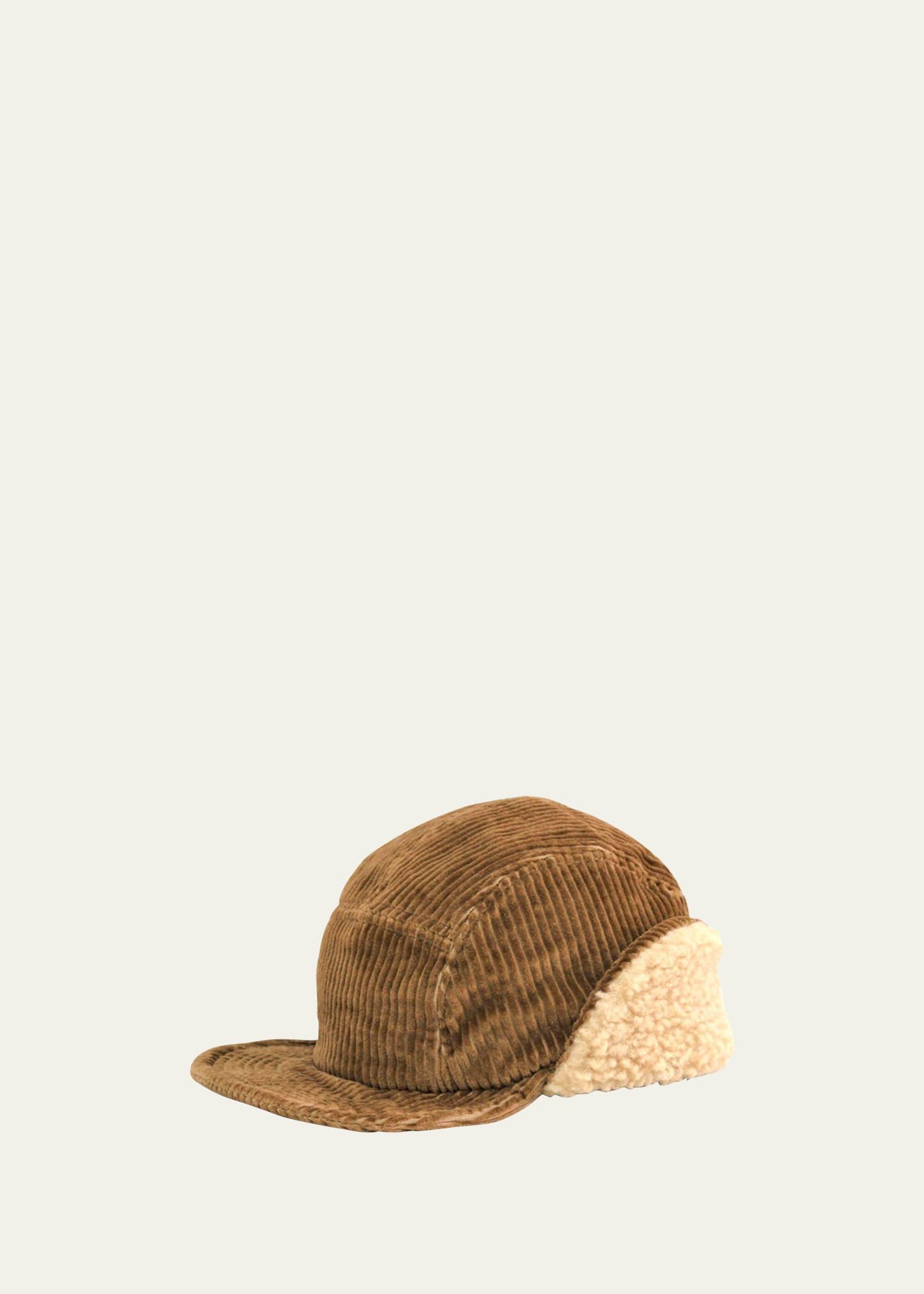 Mens Corduroy Cap with Fold-Down Ear Warmers Product Image