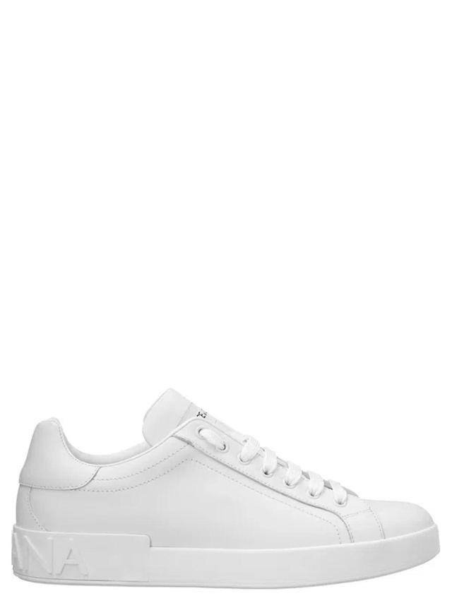 Portofino Vintage Leather Low-top Sneakers In White Product Image