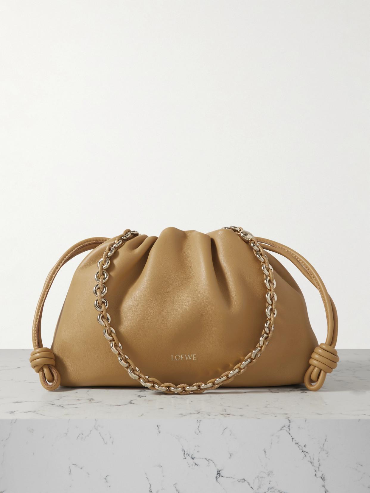 LOEWE Flamenco Leather Clutch In Neutrals Product Image