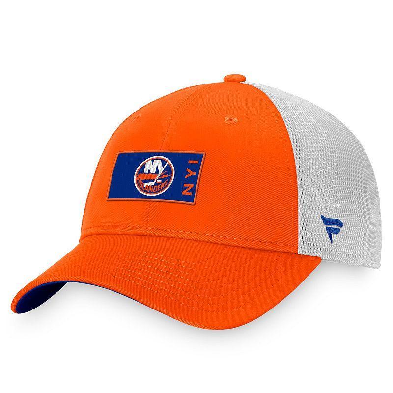 Mens Fanatics Branded Orange/Gray New York Islanders Authentic Pro Rink Trucker Snapback Hat Product Image