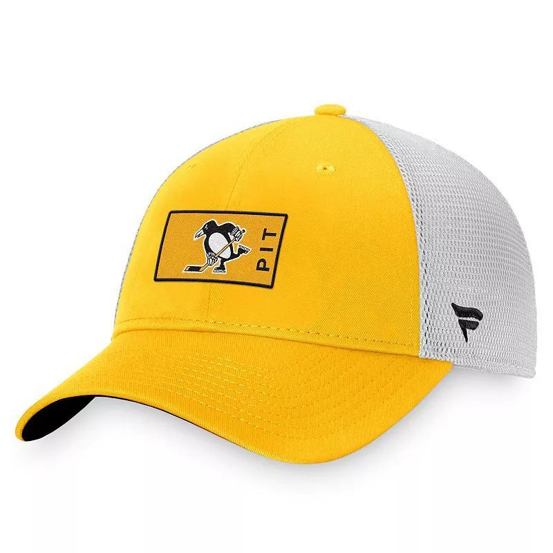 Mens Fanatics Branded Gold/White Pittsburgh Penguins Authentic Pro Trucker Snapback Hat Product Image