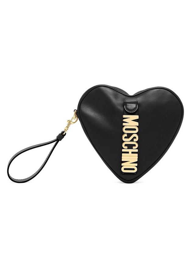 Womens Heart Logo Leather Clutch Product Image