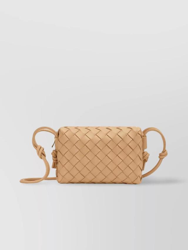 Quilted Chain Strap Mini Loop Camera Bag In Beige Product Image