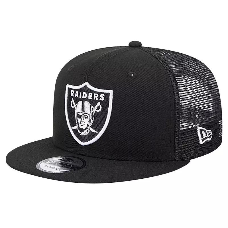 Mens New Era Las Vegas Raiders Main Trucker 9FIFTY Snapback Hat Product Image