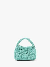 SMALL CABLE KNIT BAG - LEATHER DRAWCORD TOP HANDLE BAG in green | JW Anderson US  Product Image