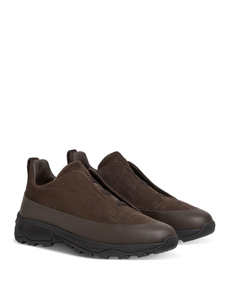 Zegna Mens Suede Triple Stitch Monte Sneakers Product Image