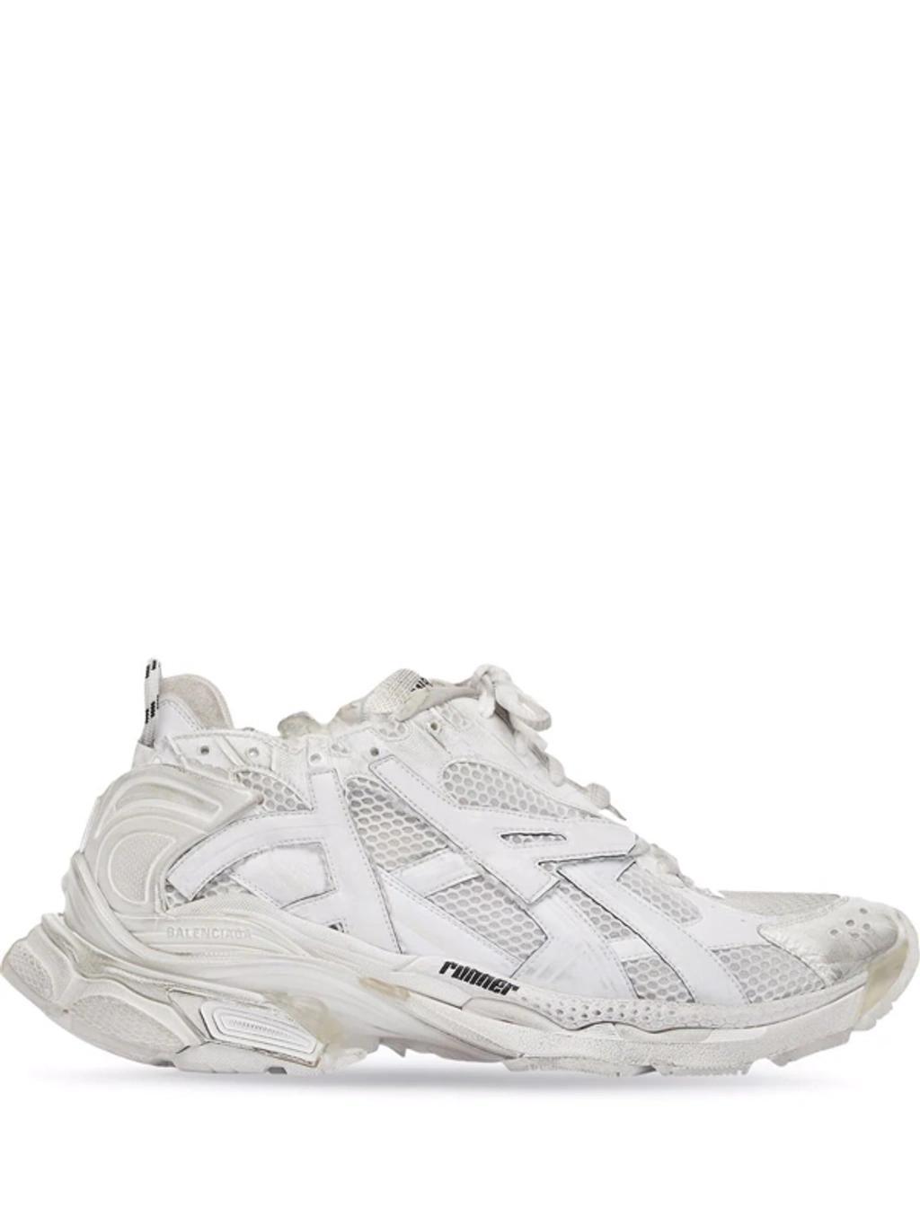 BALENCIAGA Runner Panelled Sneakers In Grey Silver Metallic Product Image