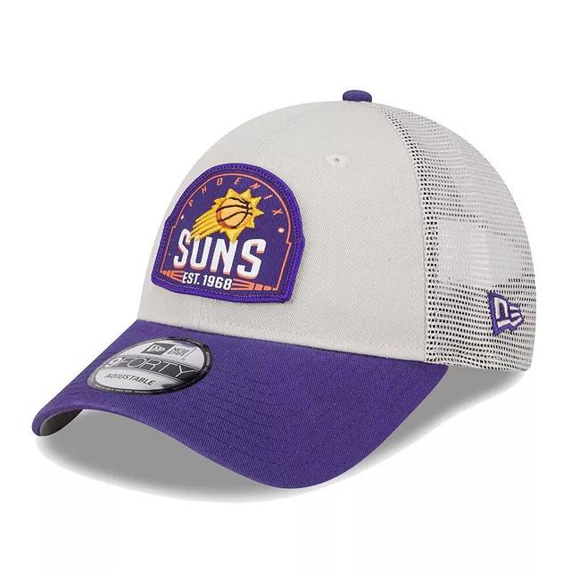 Mens New Era Khaki/Purple Phoenix Suns Throwback Patch Trucker 9FORTY Adjustable Hat Product Image