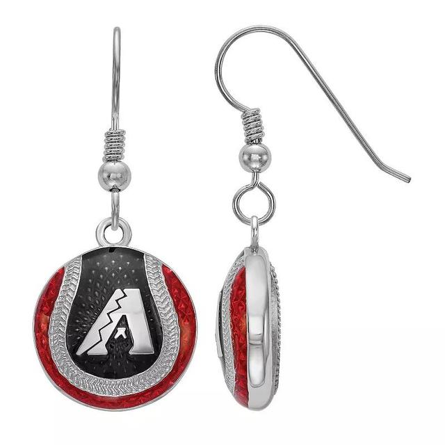 LogoArt Sterling Silver Arizona Diamondbacks Enameled Baseball Earrings, Womens Product Image