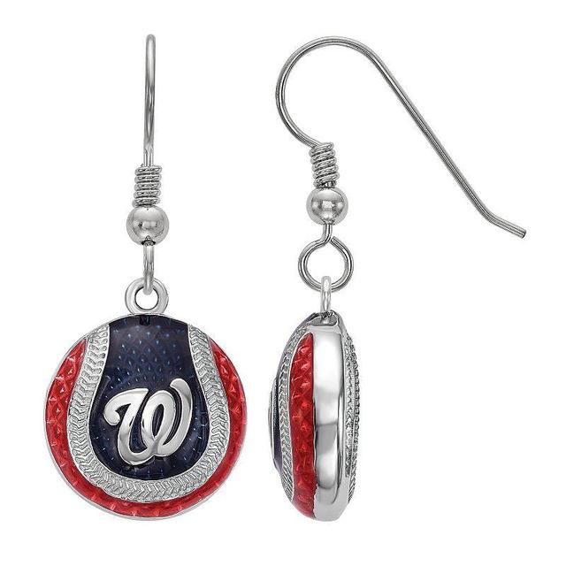 LogoArt Sterling Silver Washington Nationals Enamel Baseball Earrings, Womens Product Image