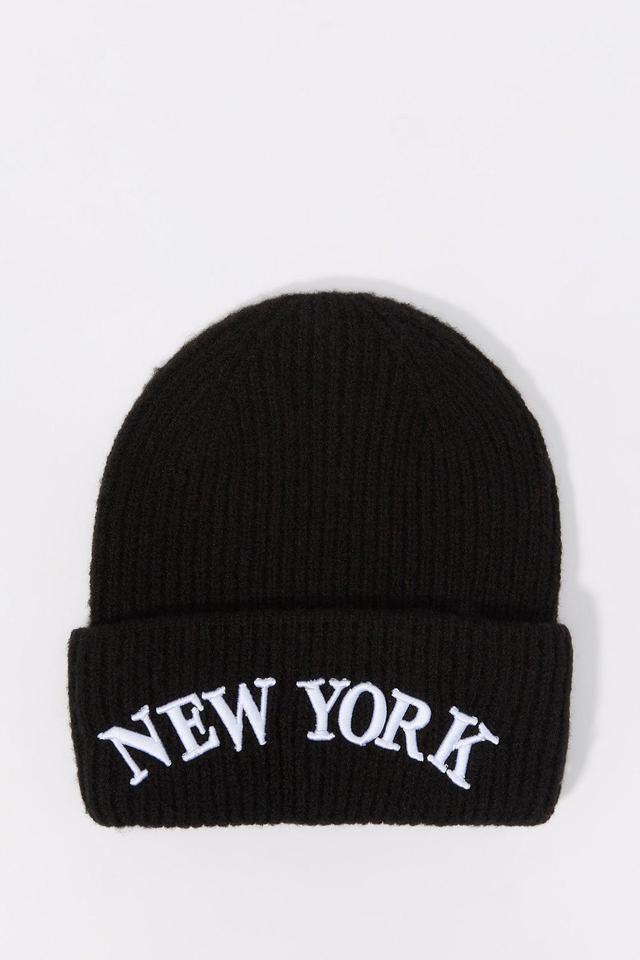 City Embroidered Ribbed Knit Beanie Female Product Image