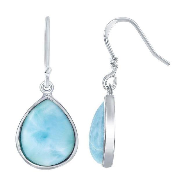 Sterling Silver Teardrop Larimar Earrings, Womens, Blue Product Image