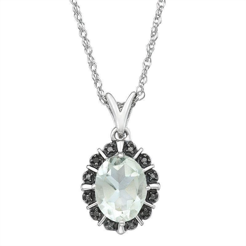 Jewelexcess Sterling Silver Gemstone & Black Diamond Accent Pendant Necklace, Womens Green Product Image