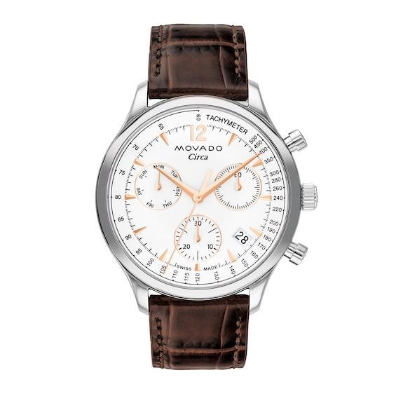 Movado Heritage Circa Chronograph Leather Strap Watch, 43mm Product Image