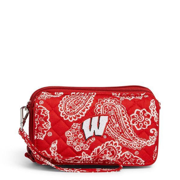 Vera Bradley Collegiate RFID All in One Crossbody Bag Women in Red/White Bandana with University of Wisconsin Logo Product Image