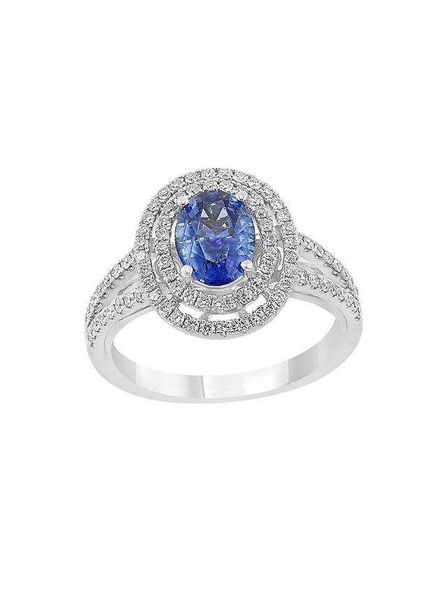 Womens 18K White Gold, Sapphire & 0.47 TCW Diamond Ring Product Image