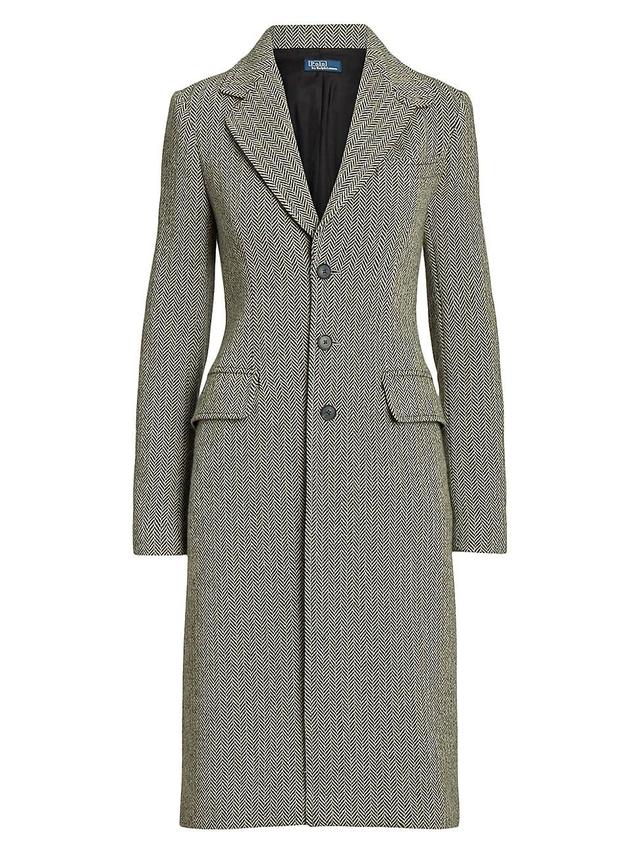 Womens Herringbone Wool-Blend Single-Breasted Coat Product Image