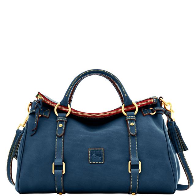 Dooney & Bourke Womens Florentine Large Leather Satchel Bag in Denim Product Image