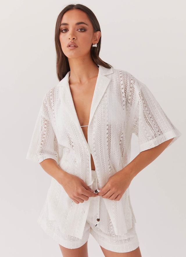 Sun Catcher Knit Oversized Shirt - Ivory Product Image