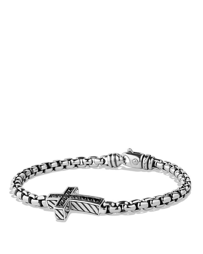 Mens Pav Cross Bracelet with Black Diamonds Product Image