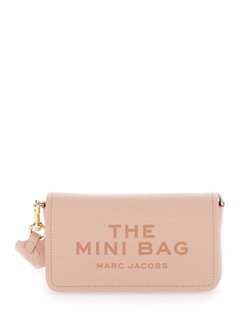 MARC JACOBS The Mini Bag Pink Crossbody Bag With Logo Detail In Hammered Leather Woman Product Image