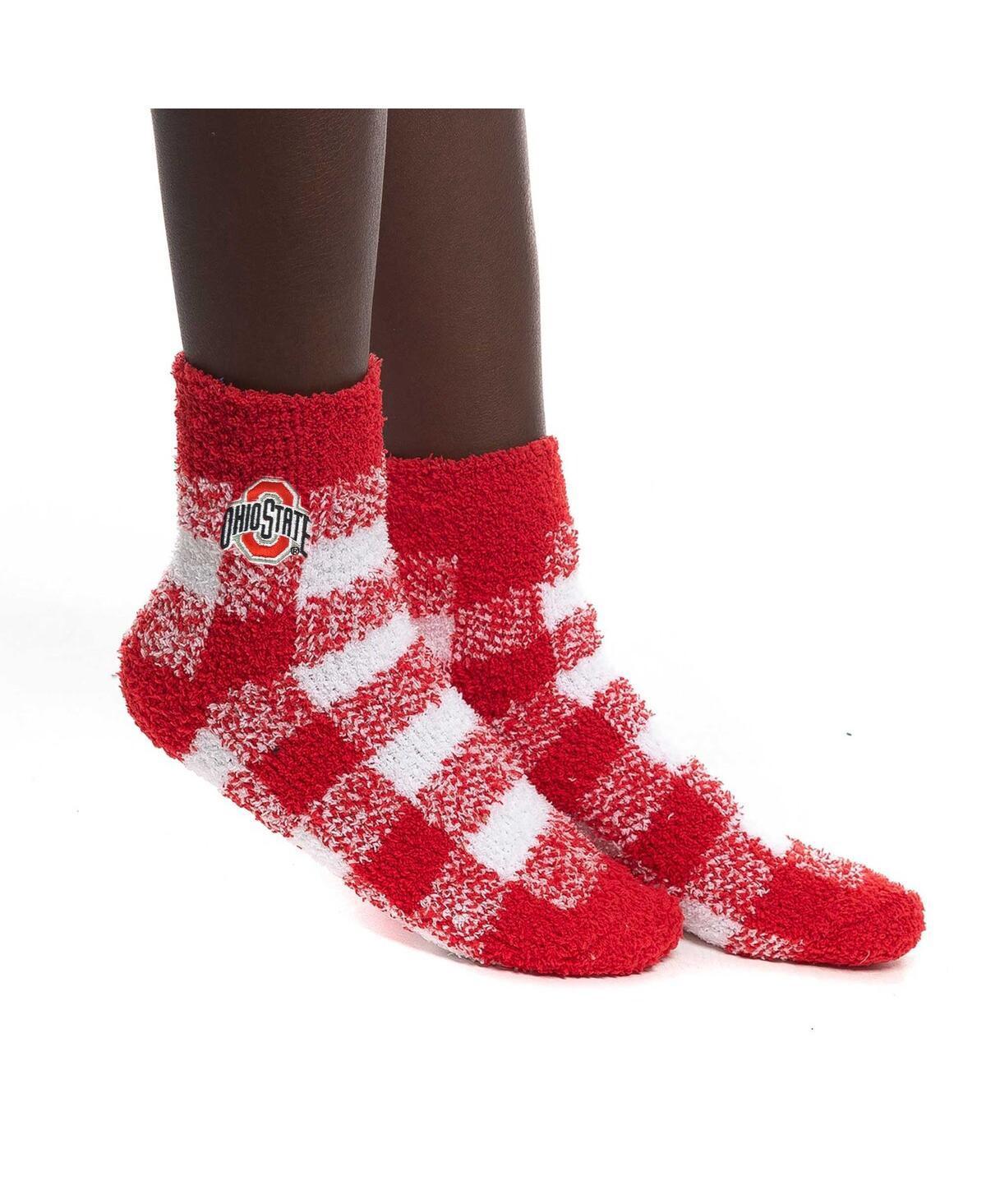 Womens ZooZatz Ohio State Buckeyes Fuzzy Buffalo Check Ankle Socks Product Image