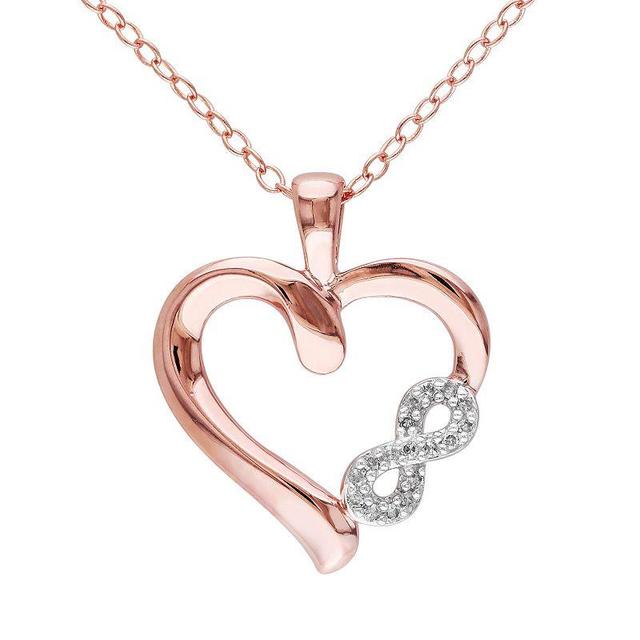 Stella Grace Diamond Accent Pink Rhodium-Plated Sterling Silver Heart Infinity Pendant Necklace, Womens Multicolor Product Image