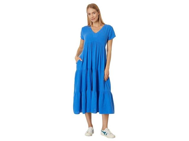 Elliott Lauren Gauze - Short Sleeve V-Neck Dress (Marine) Women's Dress Product Image