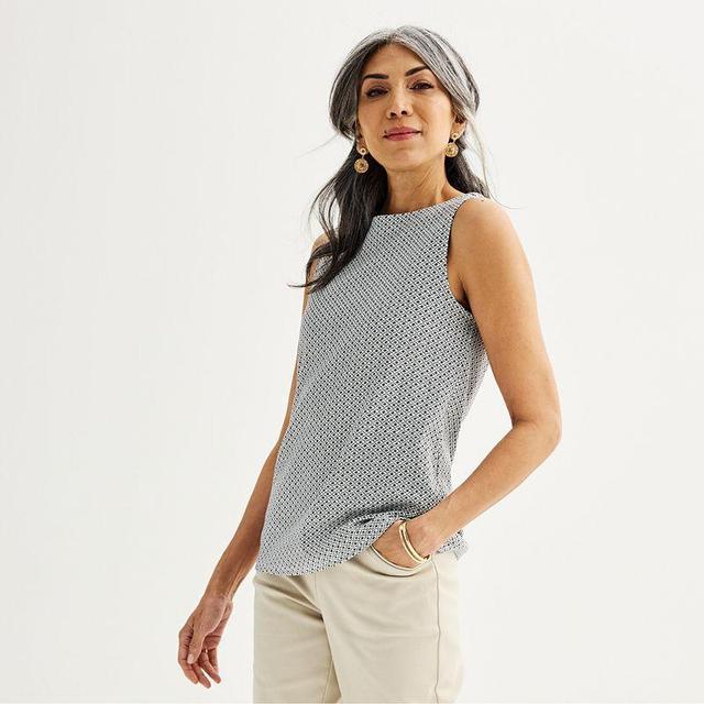 Womens Croft & Barrow Boatneck Tank Top Blue Tiny Stripe Product Image