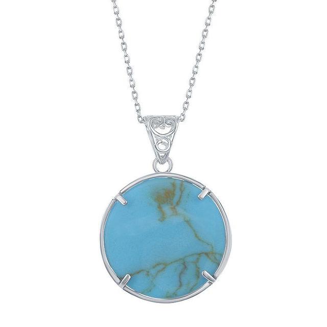 Sterling Silver Simulated Turquoise Necklace, Womens Product Image