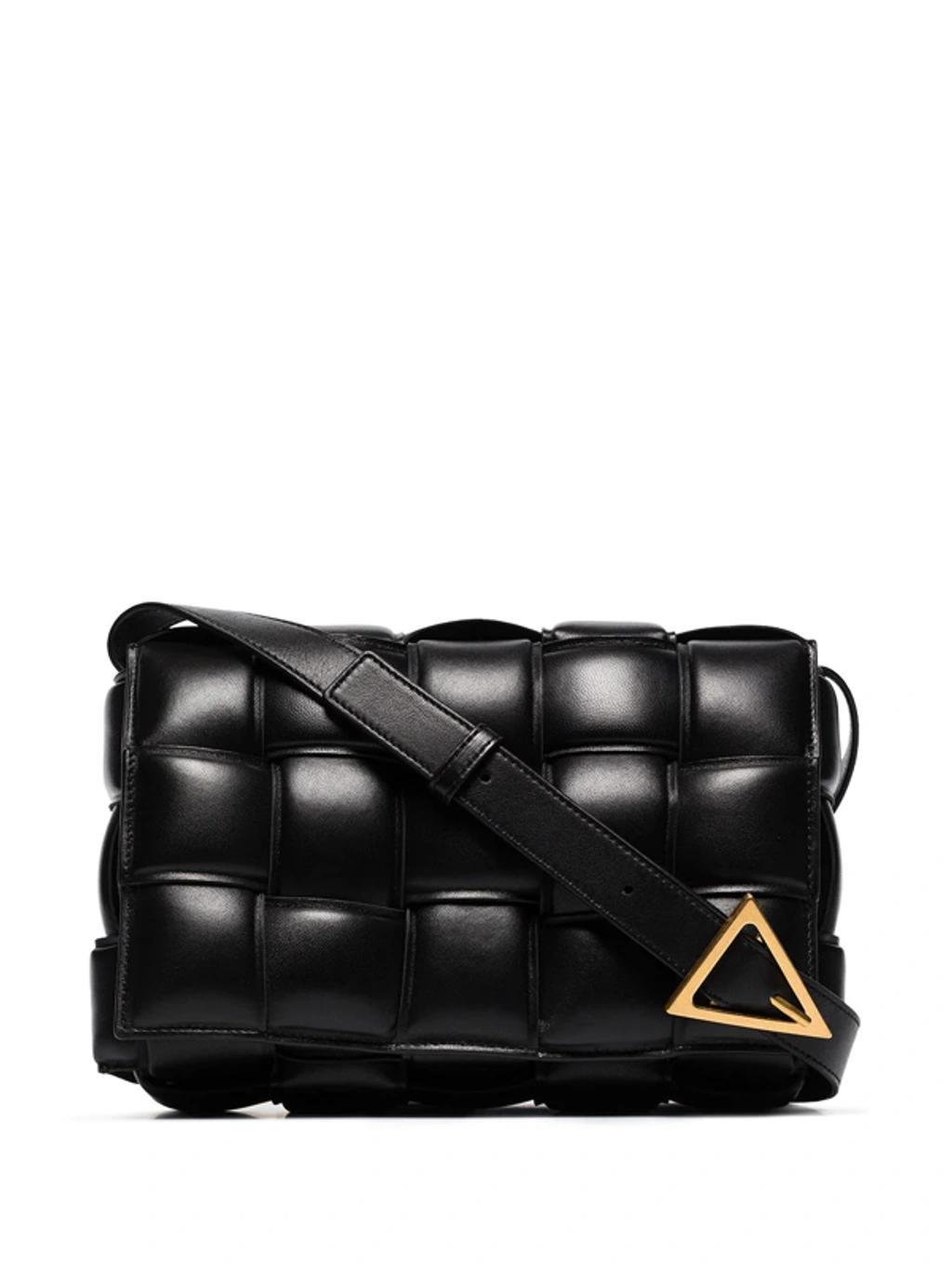 BOTTEGA VENETA Black Padded Cassette Leather Shoulder Bag Product Image