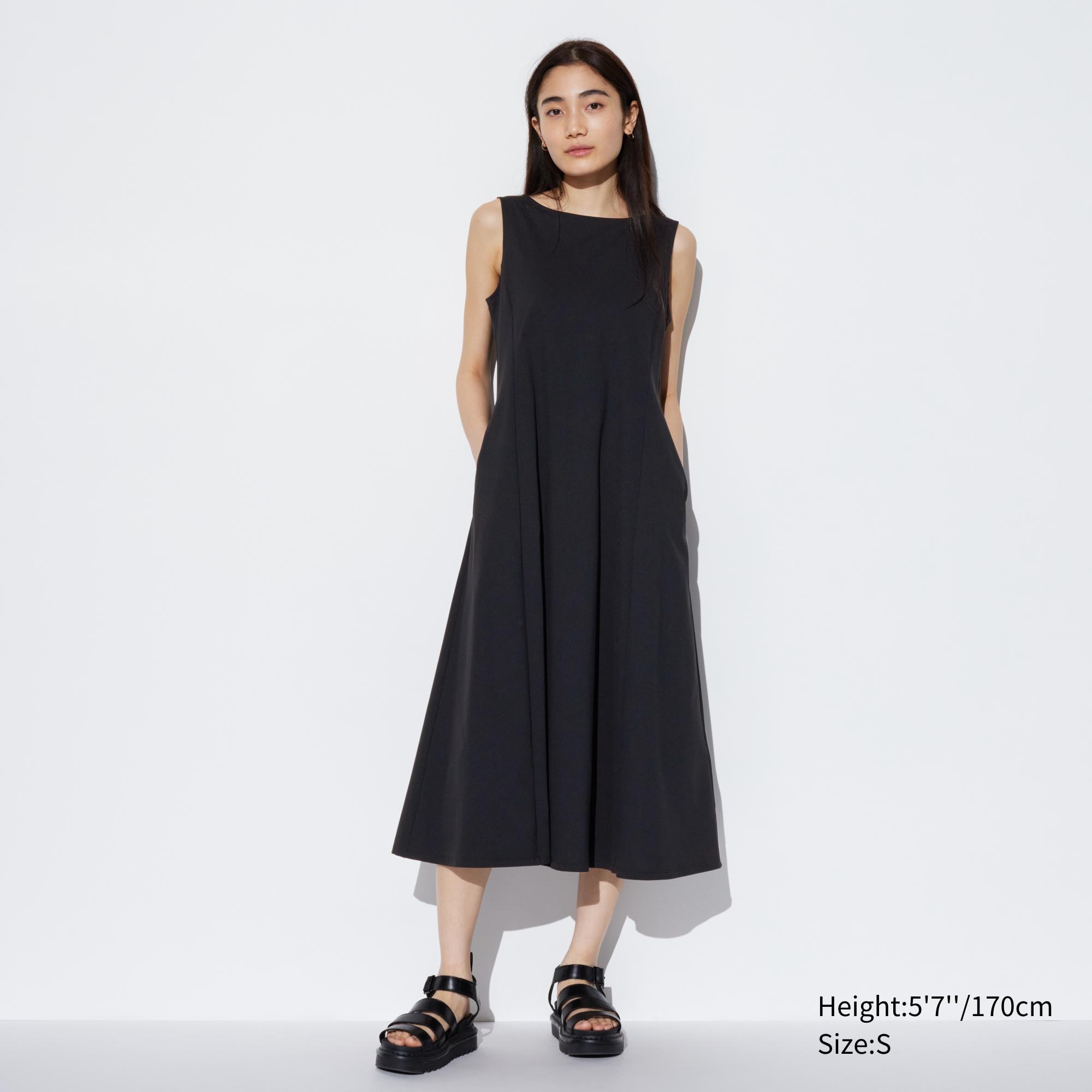 Womens Ultra Stretch Airism Sleeveless Dress with Quick-Drying Black 2XS UNIQLO US product image