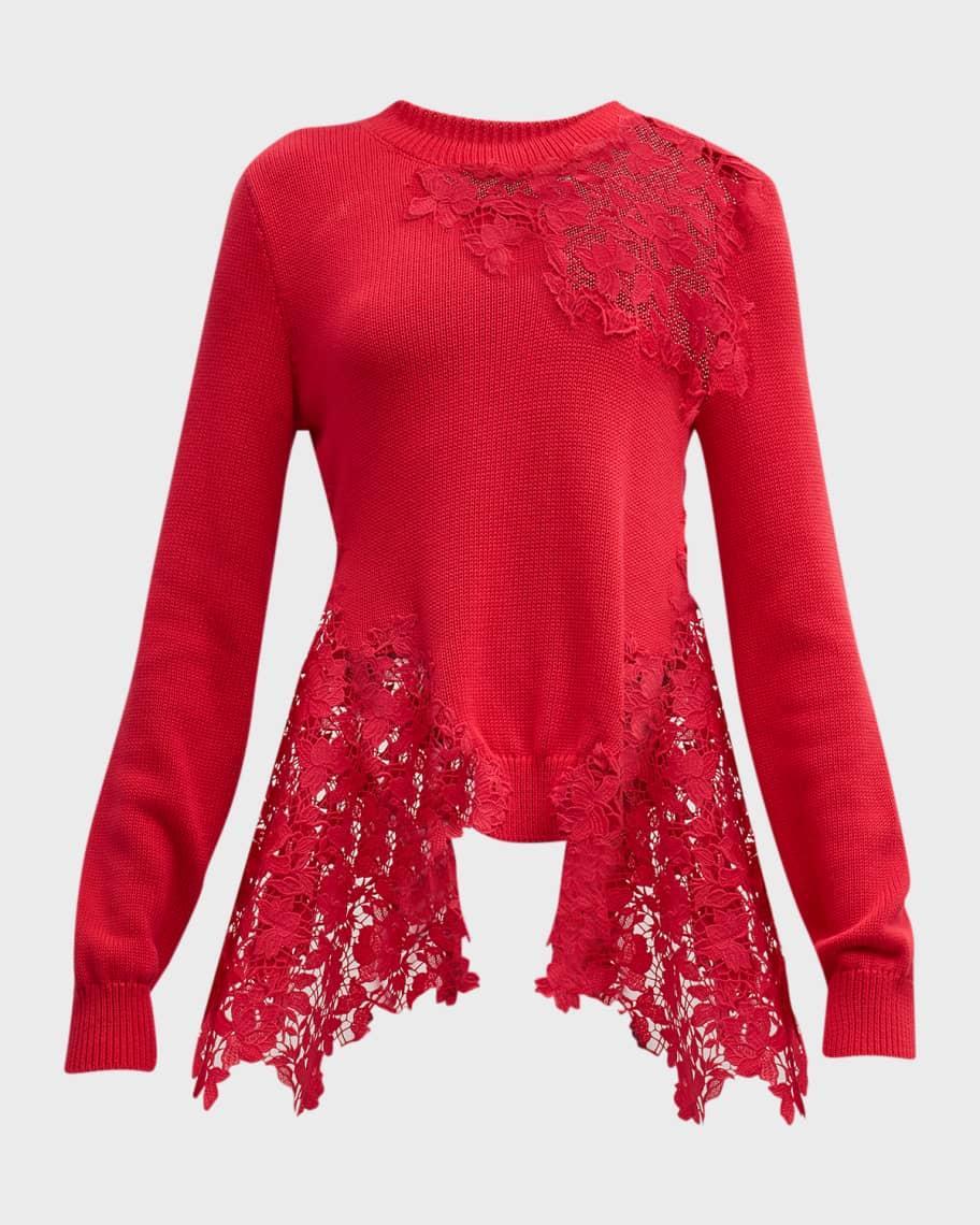 Gardenia Lace Insert Knit Sweater Product Image