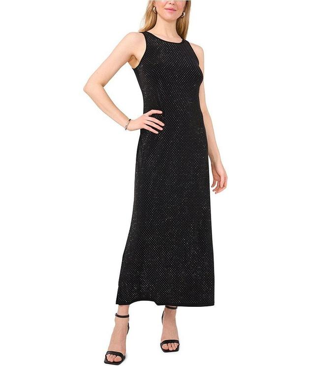 Vince Camuto Crew Neck Sleeveless Dot Embellished Maxi Dress Product Image