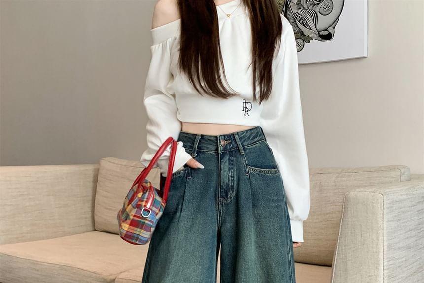 High Rise Washed Wide Leg Jeans Product Image