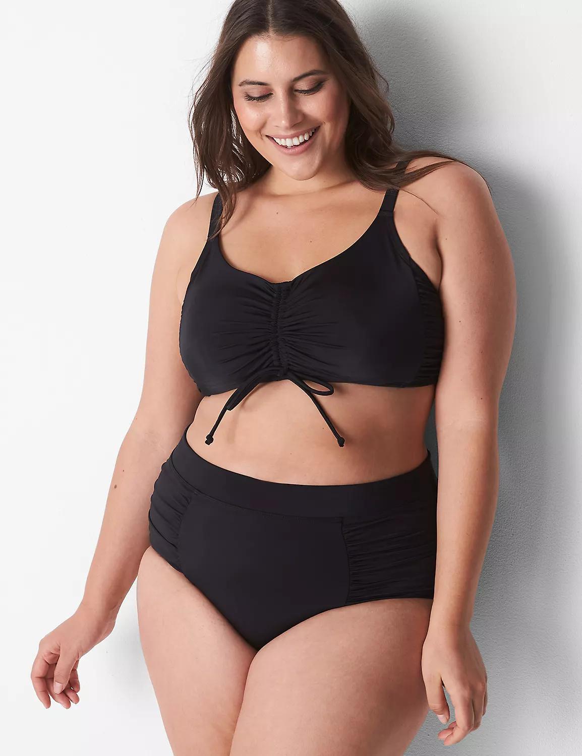 Lane Bryant No-Wire Ruched Swim Bikini Top 12 Black Product Image