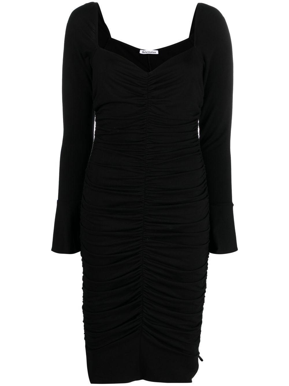 Barrie Ruched Midi Dress In Black Product Image