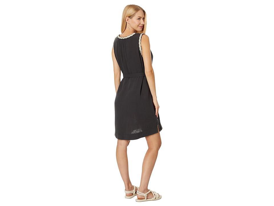 Lucky Brand Embroidered Sleeveless Popover Dress (Raven) Women's Clothing Product Image