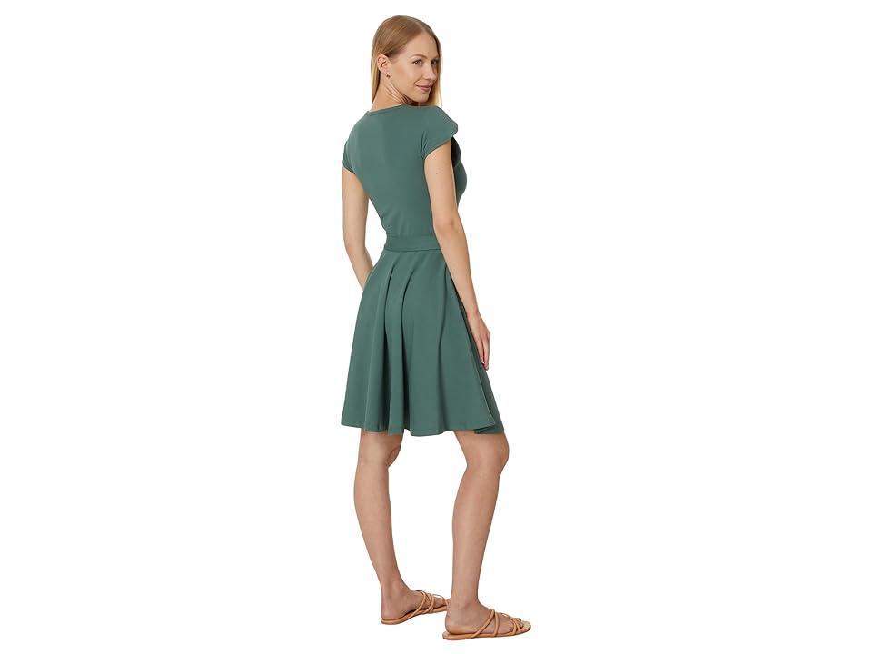 PACT Fit Flare Petal Sleeve Dress (Dark Forest) Women's Dress Product Image