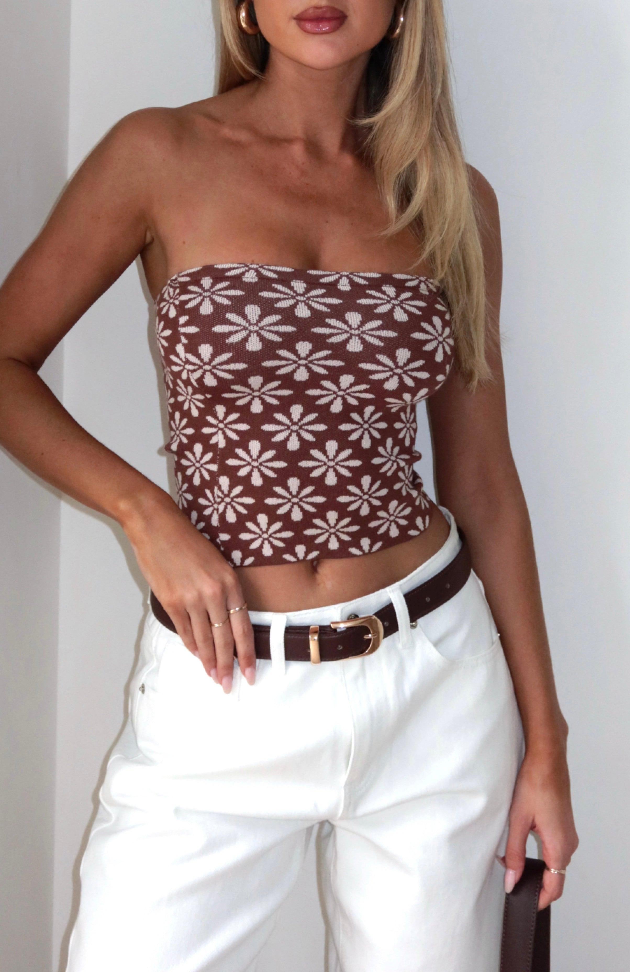 Lucky Clover Strapless Knit Top Chocolate Daisy Product Image