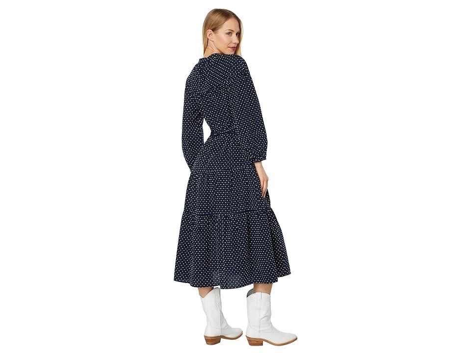 Madewell Mariette - Long Sleeve V-Neck Tiered Midi (Yarn-Dye Jacquard) Women's Clothing Product Image