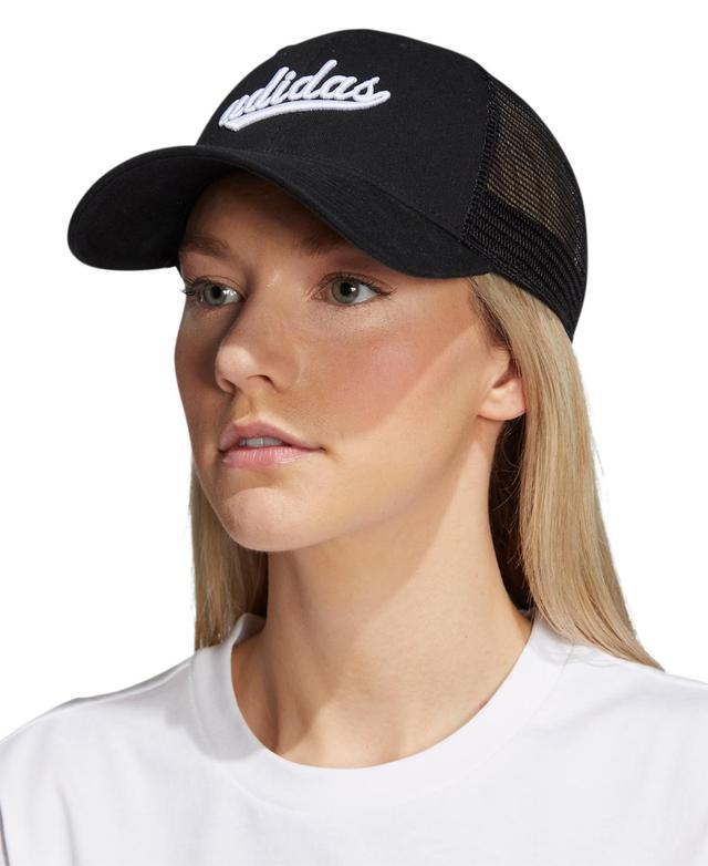 adidas Womens Embroidered Logo Mesh Trucker Hat - White Product Image