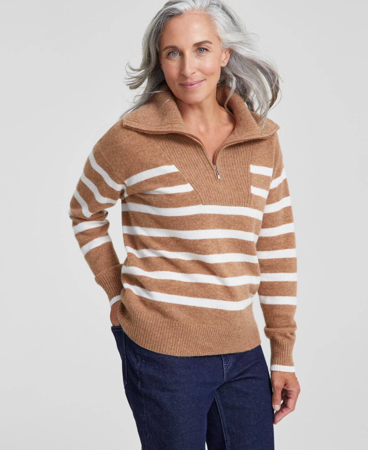 Charter Club Womens 100% Cashmere Eloise Quarter-Zip Long-Sleeve Sweater, Created for Macys product image