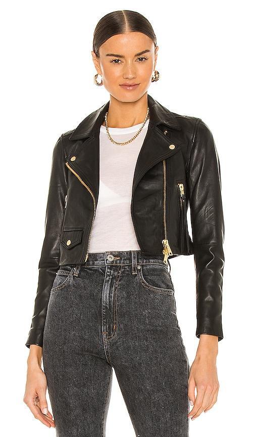 ALLSAINTS Elora Biker Jacket in Black. Size 0, 10, 12, 4, 6. Product Image