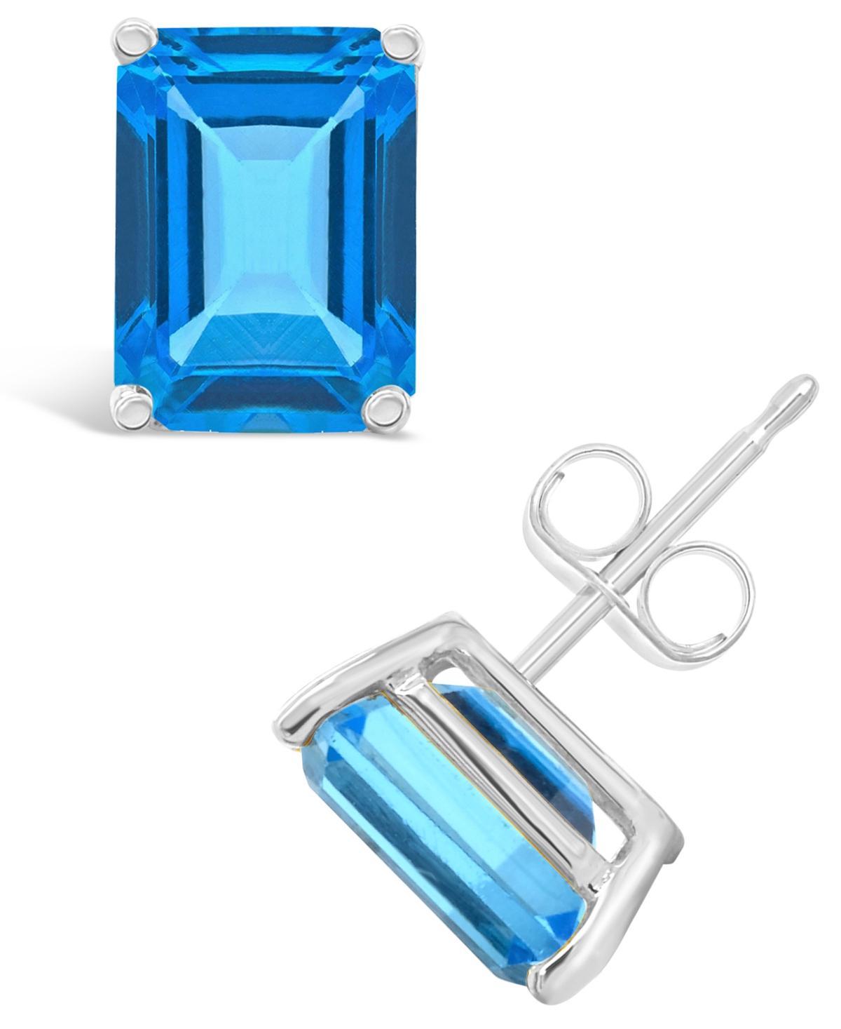 Belk & Co 14K Gold 8X6 Emerald Cut Blue Topaz Earrings Product Image