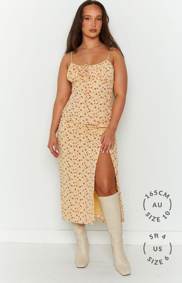 Paloma Yellow Floral Midi Dress Product Image